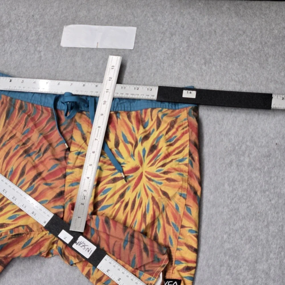 RVCA Men Shorts 32 Orange Nylon Polyester Swimwear Geometric TAKAO NIIKURA